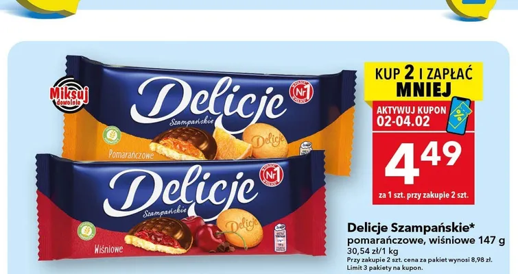 Ciastka Delicje Szampańskie pomarańczowe 147 g promocja