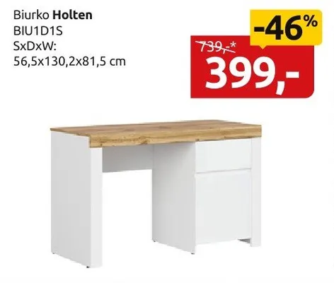 Biurko Holten BIU1D1S promocja w Black Red White