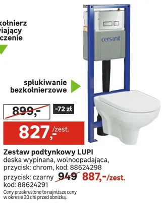 Zestaw podtynkowy LUPI deska wypinana, wolnoopadająca, przycisk: chrom promocja w Leroy Merlin