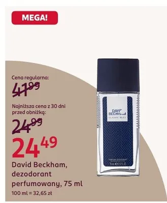 Dezodorant perfumowany 75 ml David Beckham promocja w Rossmann