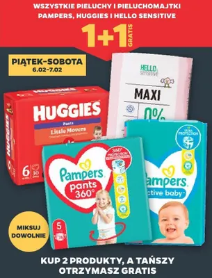 Pieluchy Pampers, Huggies i Hello Sensitive promocja w Netto