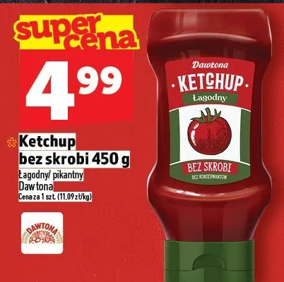 Ketchup bez skrobi Dawtona 450 g promocja w TOPAZ