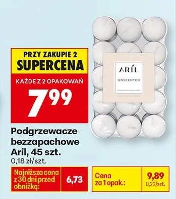Podgrzewacze bezzapachowe, 45 szt. Aril promocja w Biedronka
