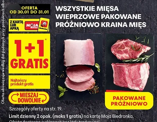 Mięso wieprzowe pakowane próżniowo promocja w Biedronka