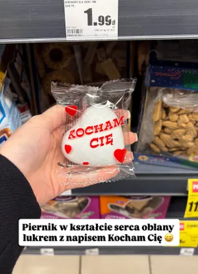 Piernik w kształcie serca, w lukrze promocja w Intermarche