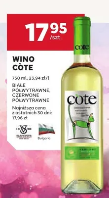Wino CÔTE białe półwytrawne promocja w Stokrotka
