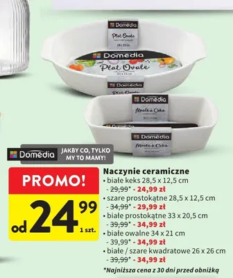 Naczynia ceramiczne Domedia białe/szare kwadratowe 26 x 26 cm promocja w Intermarche
