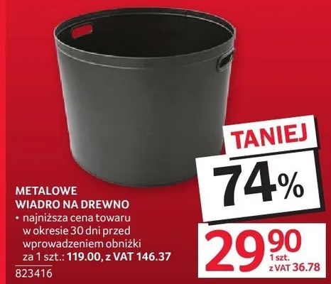 Metalowe wiadro na drewno Selgros promocja w Selgros