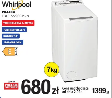 Pralka TDLR 7220SS PL/N 7kg Whirlpool promocja w RTV EURO AGD