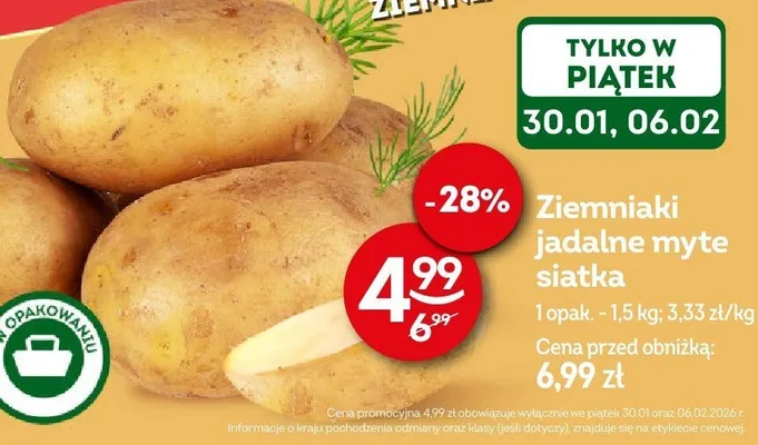 Ziemniaki jadalne myte siatka promocja w Żabka