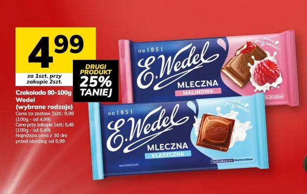 Czekolada Wedel 80-100g (różne rodzaje) promocja