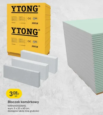 Bloczek komórkowy YTONG promocja w Castorama