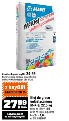 Klej do gresu uelastyczniony M-Klej 22,5 kg Mapei promocja w OBI