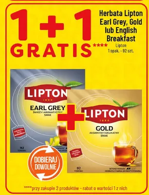 Herbata Lipton Earl Grey, Gold lub English Breakfast promocja w POLOmarket