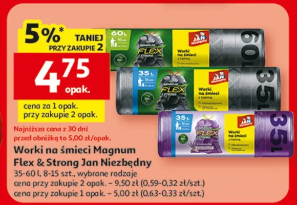 Worki na śmieci Magnum Flex & Strong Jan Niezbędny promocja w Auchan