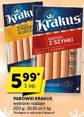 Parówki Krakus wybrane rodzaje promocja w Groszek