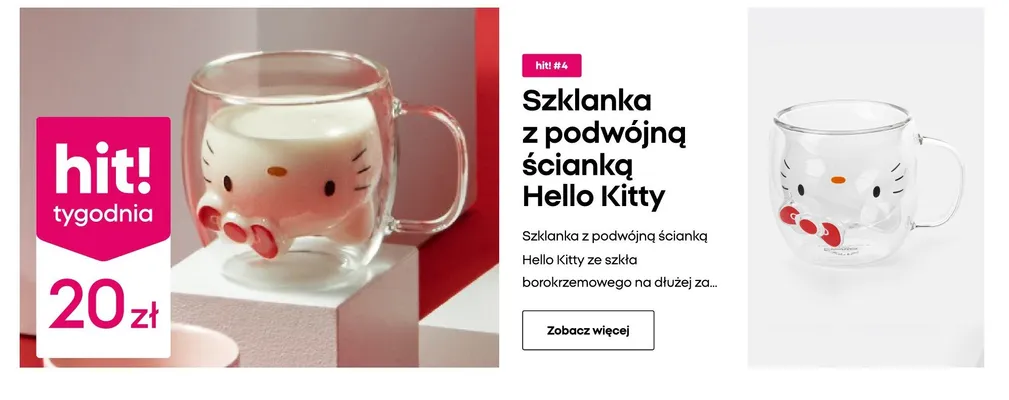 Szklanka z podwójną ścianką Hello Kitty promocja