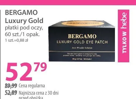 Płatki Luxury Gold pod oczy 60 szt. Bergamo promocja w Hebe