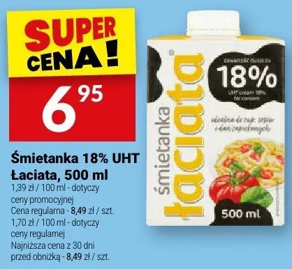 Śmietanka 18% UHT Łaciate, 500 ml promocja w Twój Market
