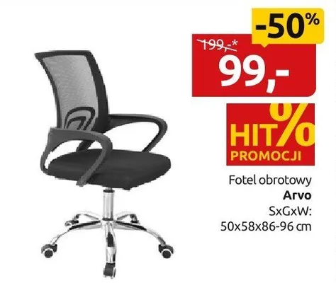 Fotel obrotowy Arvo promocja w Black Red White