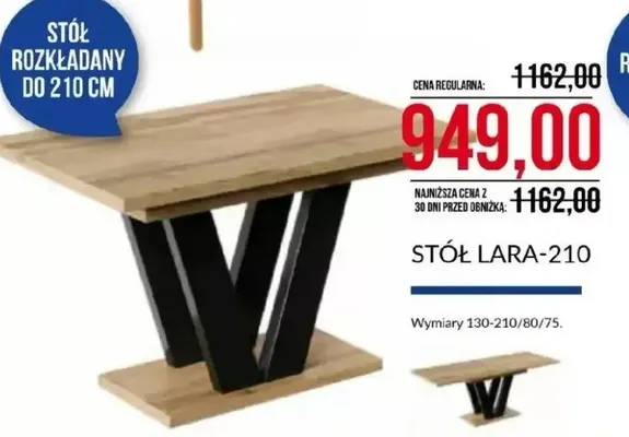 Stół LARA-210 Abra Meble promocja w Abra Meble