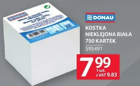 Kostka nieklejona biała 750 kartek DONAU promocja w Selgros