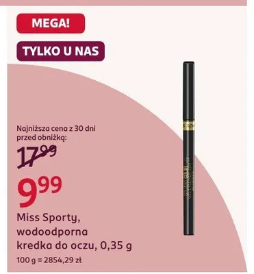 Wodoodporna kredka do oczu, 0,35 g promocja w Rossmann