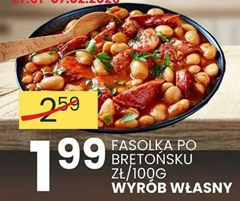 Fasolka po bretońsku zł/100g wyrób własny Wafelek promocja w Wafelek