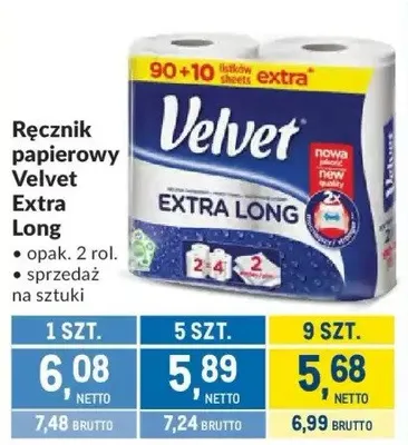 Ręcznik papierowy Velvet Extra Long promocja w Makro