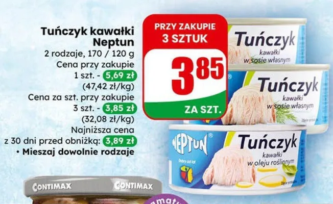 Tuńczyk kawałki w sosie własnym promocja w Dino