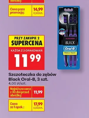 Szczoteczka do zębów Black 3 szt. promocja w Biedronka