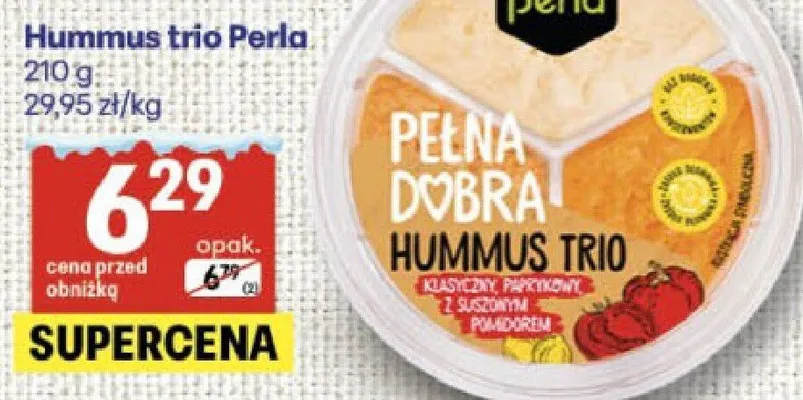 Hummus trio Perla 210 g promocja w Delikatesy Centrum
