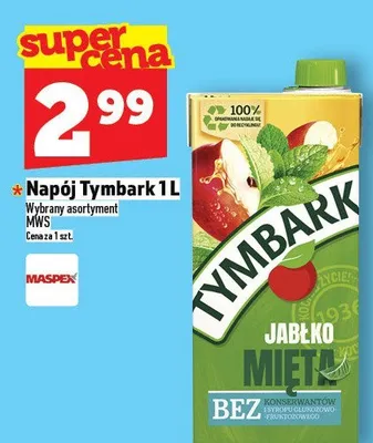 Napój Tymbark jabłko miętą 1L promocja w TOPAZ