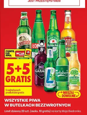 Piwo w butelkach bezzwrotnych różne rodzaje promocja w Biedronka