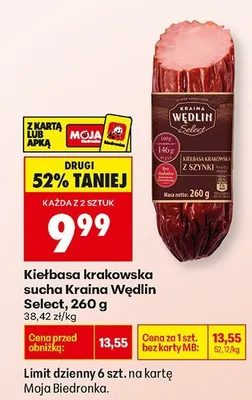 Kiełbasa krakowska sucha promocja w Biedronka
