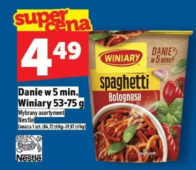 Danie w 5 min. Winiary Spaghetti Bolognese 53-75 g promocja w TOPAZ