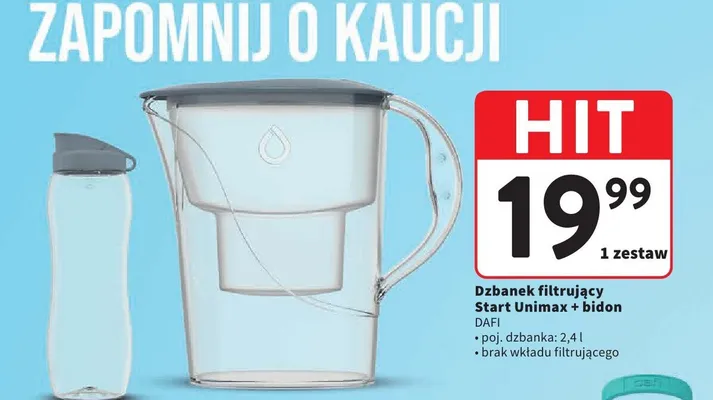 Dzbanek filtrujący Start Unimax + bidon DAFI promocja w Intermarche
