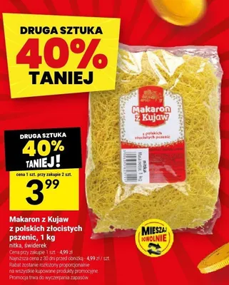 Makaron z Kujaw z polskich złocistych pszenic, 1 kg promocja w Twój Market