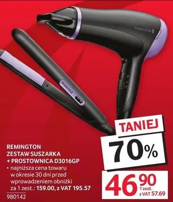 Zestaw suszarka + prostownica D4611GP REMINGTON promocja w Selgros