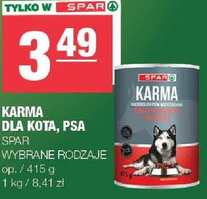 Karma dla kota, psa Spar wybrane rodzaje promocja w SPAR