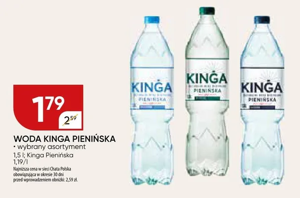 Woda KINGA PIENIŃSKA wybrany asortyment Kinga Pienińska promocja w Chata Polska