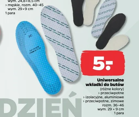 Uniwersalne wkładki do butów, różne kolory promocja w Netto
