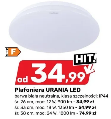 Plafoniera URANIA LED śr. 38 cm, moc: 24 W, 1800 lm promocja w Bricomarche