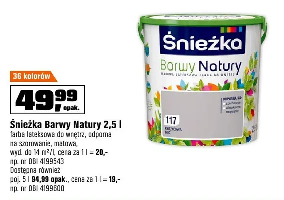 Farba Śnieżka Barwy Natury 2,5 l promocja w OBI