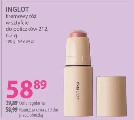 Róż kremowy w sztyfcie do policzków 212 Inglot promocja w Hebe