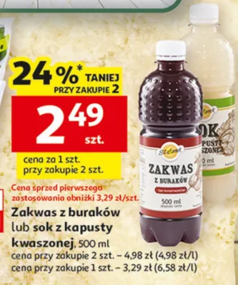 Zakwas z buraków lub ze ćwikły kwaszonej 500 ml promocja w Auchan