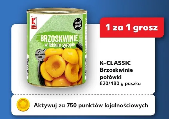 Brzoskwinie połówki w puszce K-Classic promocja w Kaufland