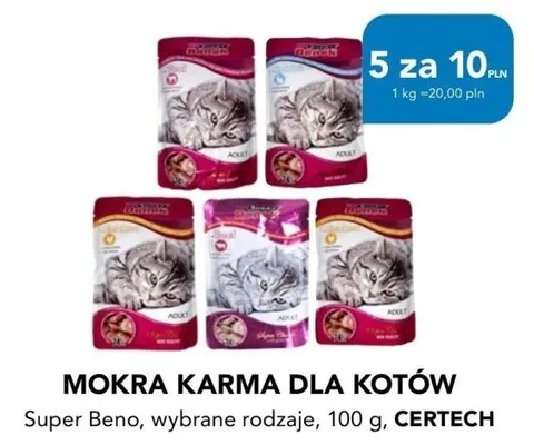 Mokra karma dla kotów Super Beno, wybrane rodzaje, 100 g promocja w Aquael zoo