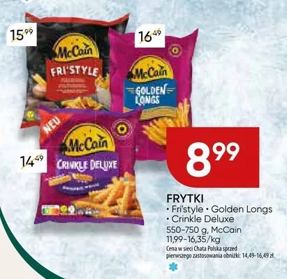 Frytki Fristyle, Golden Longs, Crinkle Deluxe McCain promocja w Chata Polska