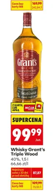 Whisky Grant's Triple Wood 40%, 1,5l promocja w Biedronka